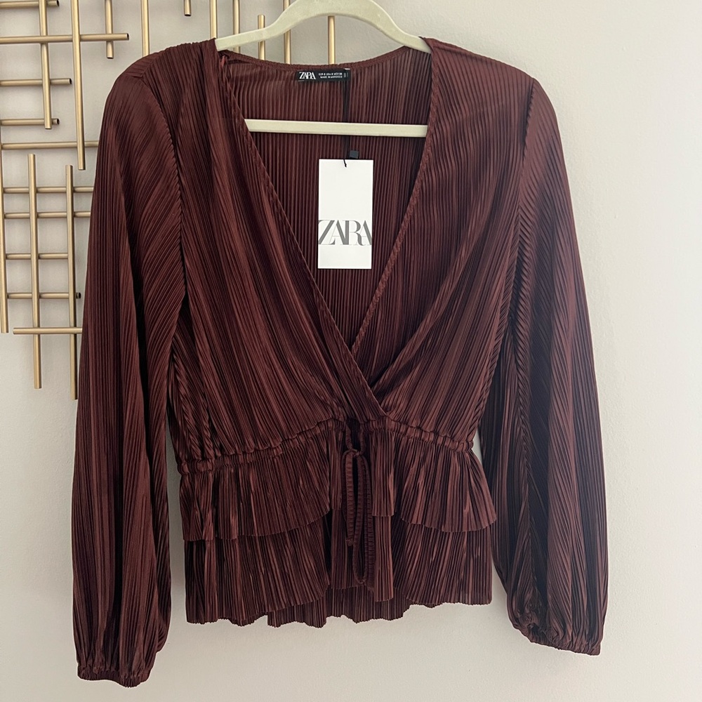 Zara Women's Brown Pleated Plisse